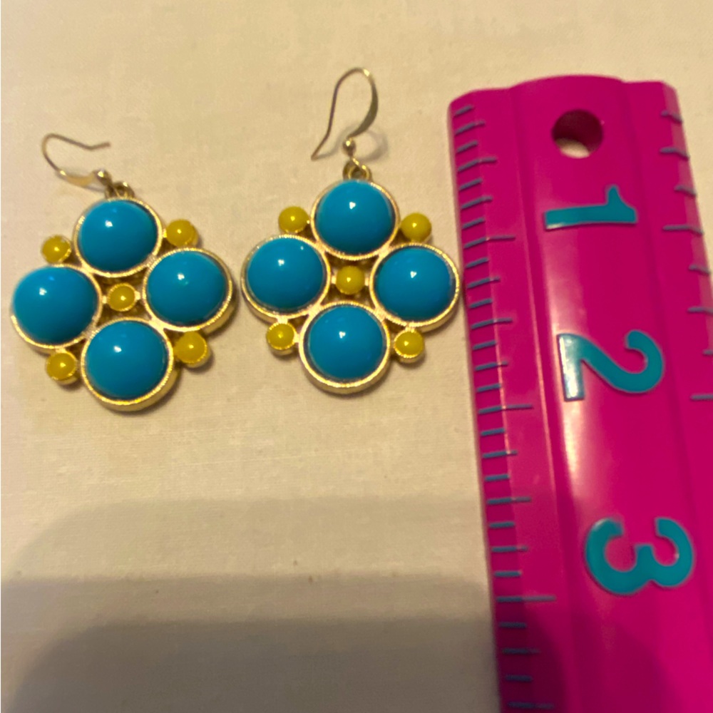 Turquoise & lime colored earrings